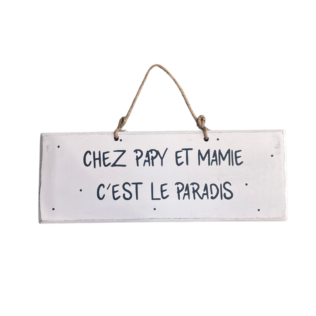 Tableau Chez Papy & Mamie personnalisé - bois