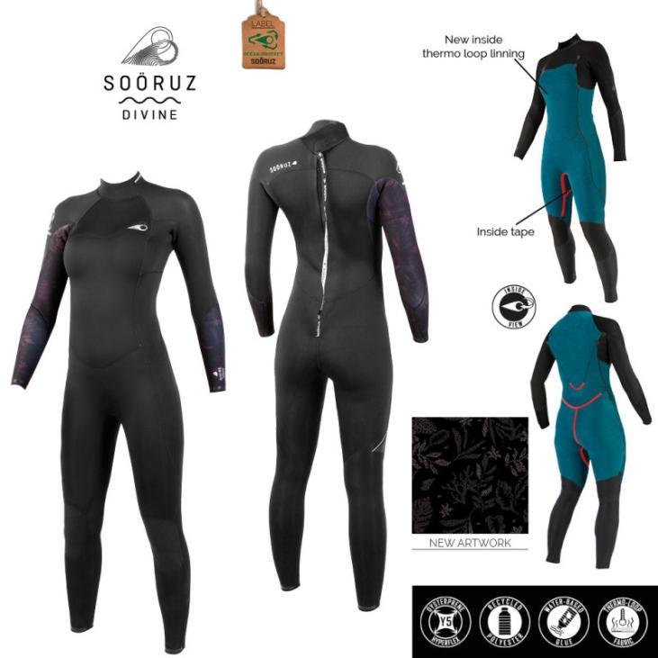 Combinaison DE SURF FEMME Sooruz 3/2 back zip DIVINE black