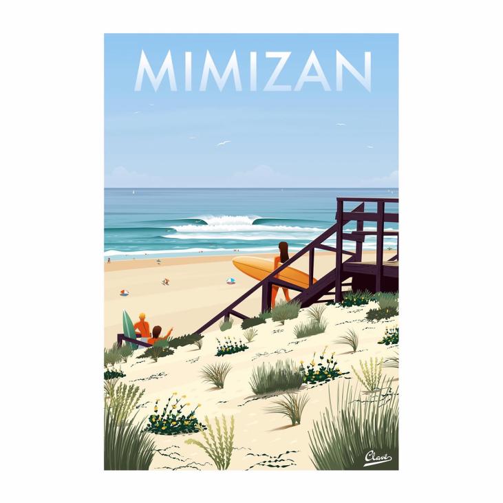 Affiche Mimizan - Clavé illustration