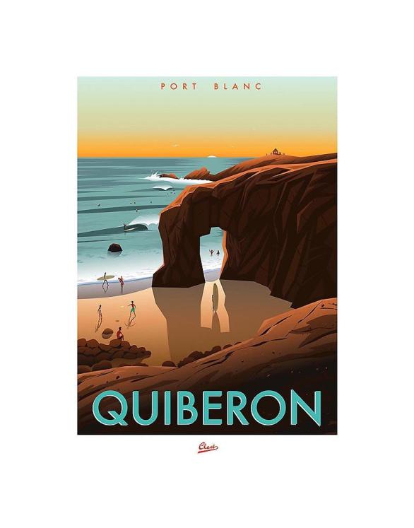 Affiche Quiberon port blanc- Clavé illustration