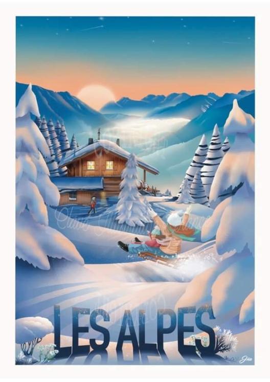Affiche Joia Les Alpes - Clavé illustration