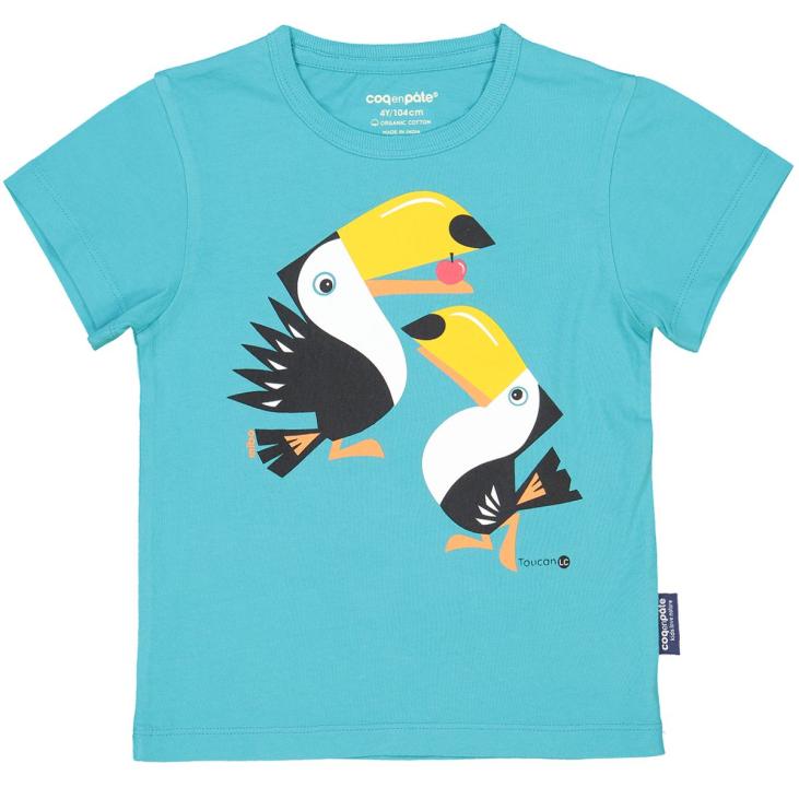T-shirt manches courtes coq en pâte - bleu - toucan