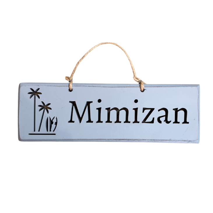 Pancarte bois écriture ajourée Mimizan