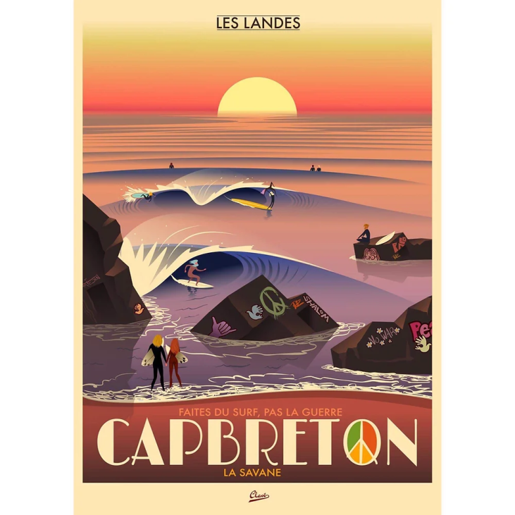 Affiche Capbreton  - Clavé illustration
