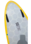 Planche de surf Wyve - Twin Pin 5'10 - custom rail jaune et tagué bleu.